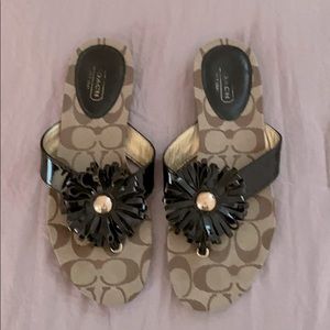 Coach brown patent leather sandals